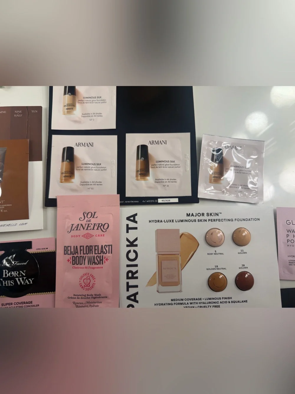 Giorgio Armani Foundation Shade Samples in Beige and Brown Tones